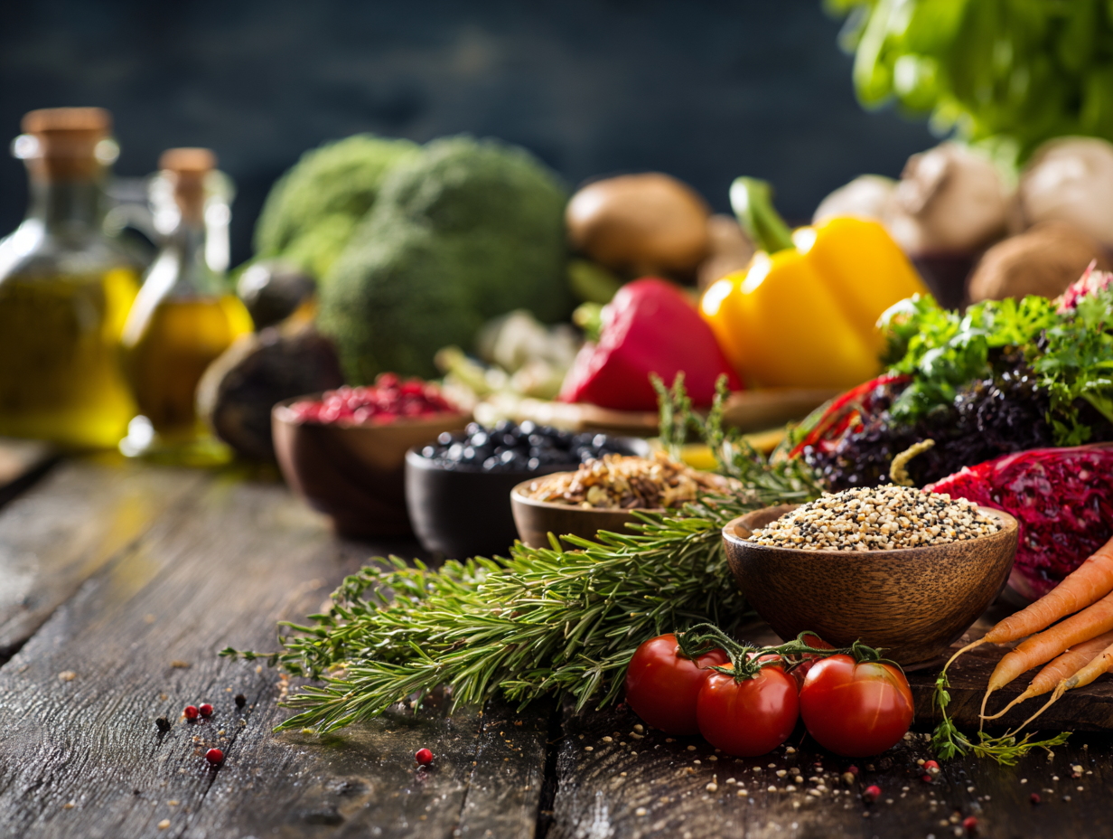 Farebné zdravé jedlo na tanieri